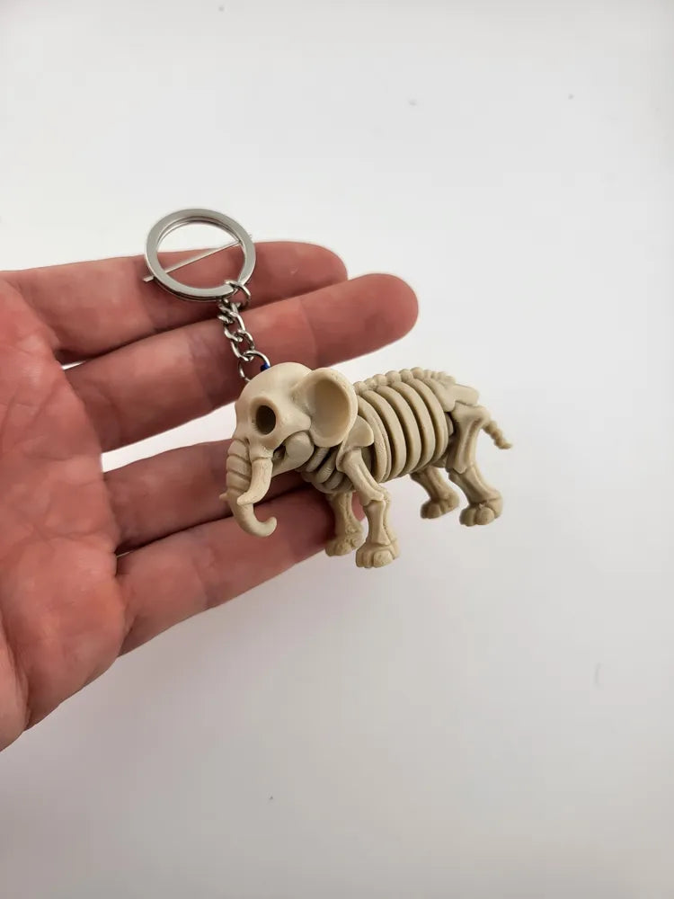 Skeleton Elephant Keychain Cute 3D Printed Animal