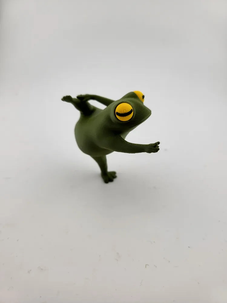Zen Frog – Extended Warrior Pose Cute Desk Decor