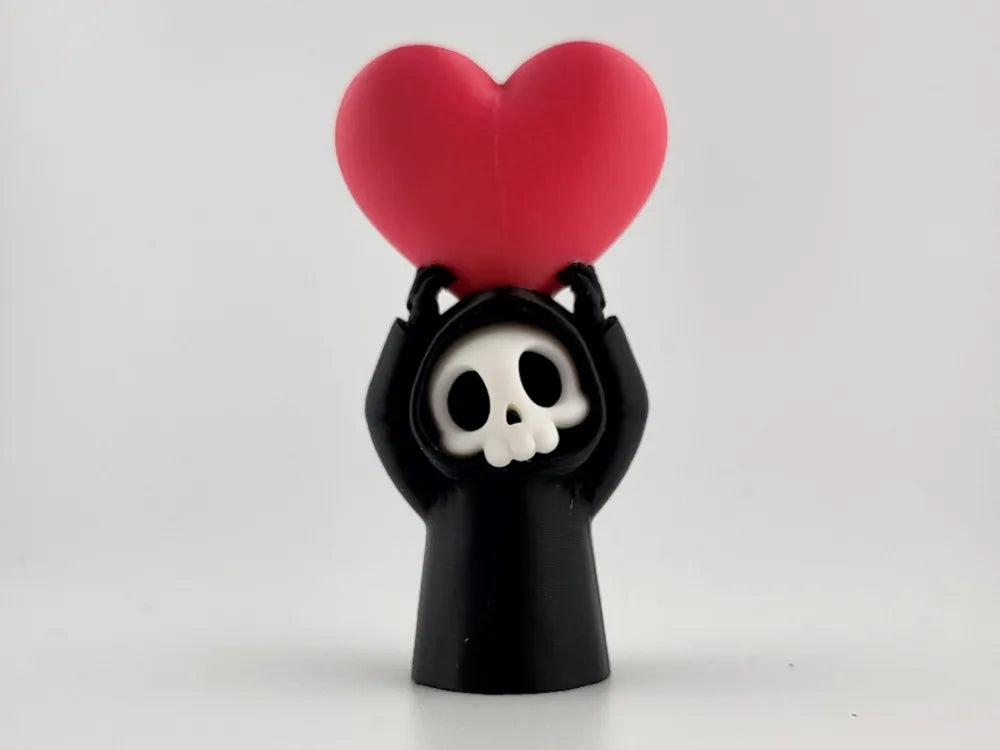 Skeleton Holding Heart Kawaii Gothic Mini Figurine