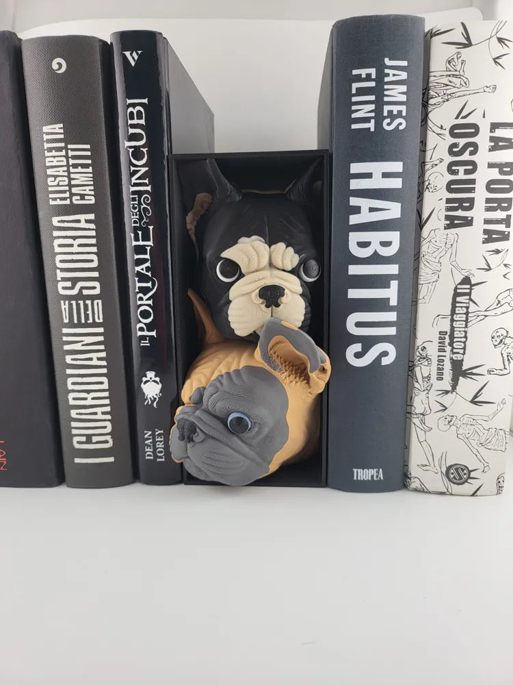 Book Nook bulldog Cozy Printed Bookshelf Decor