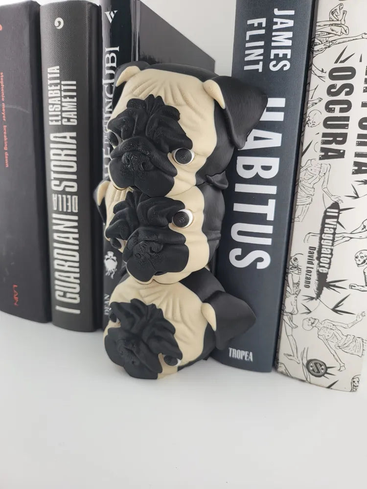 Three Pugs Book Nook Printed Bookend Insert