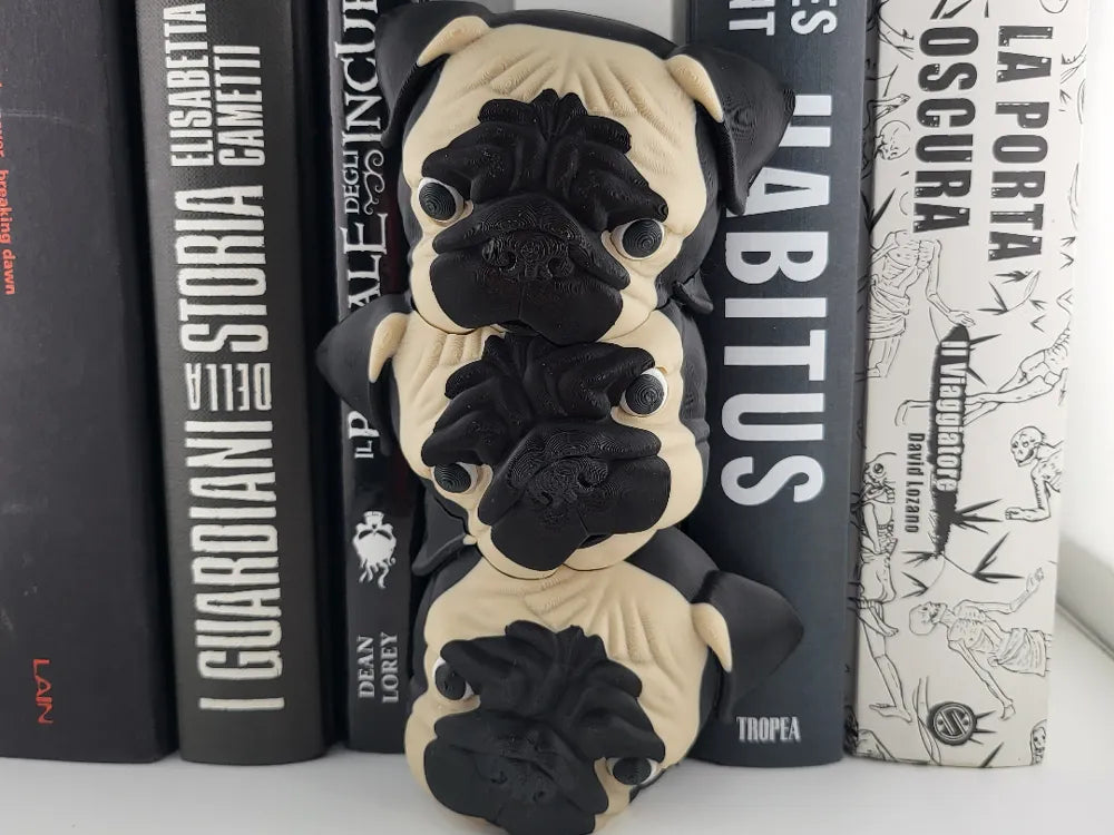 Three Pugs Book Nook Printed Bookend Insert