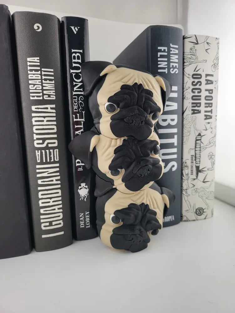Three Pugs Book Nook Printed Bookend Insert
