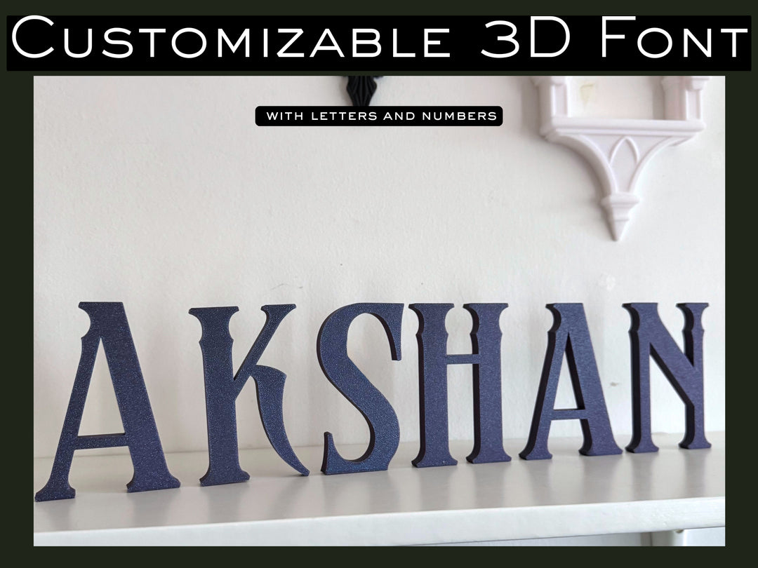 Customizable 3D Font Letters and Numbers
