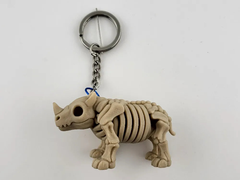 Skeleton Rhinoceros Keychain – Cute Stylized