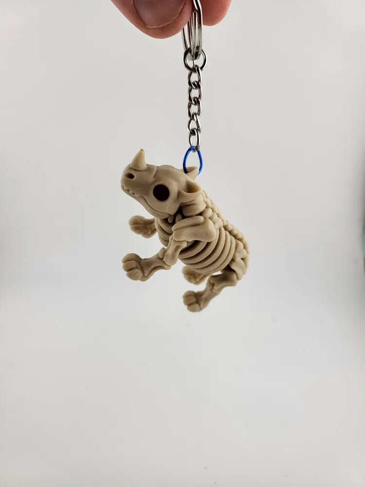 Skeleton Rhinoceros Keychain – Cute Stylized