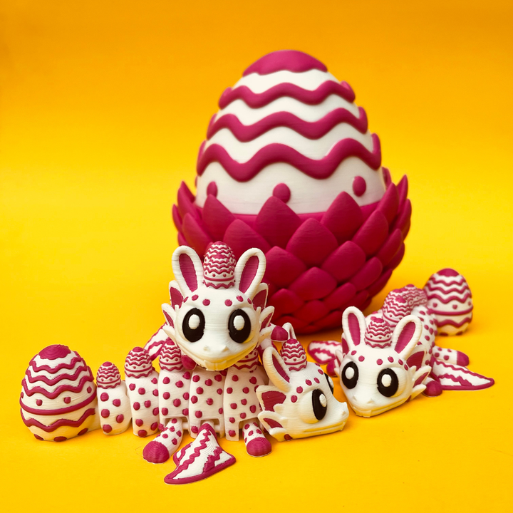 Flexi Easter Bunny Dragon And Egg Box, Articulated Winged Dragon