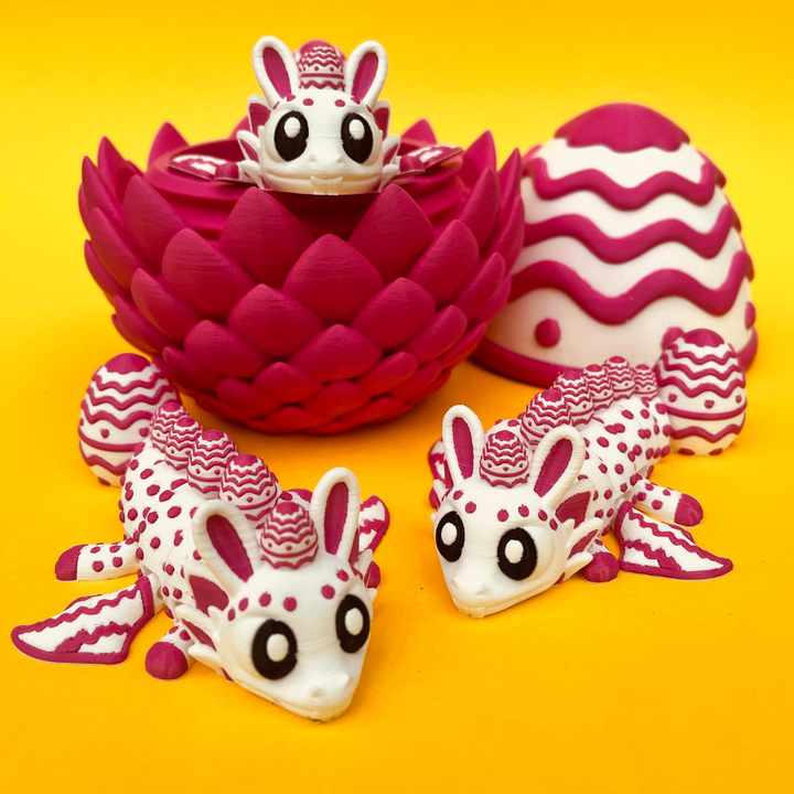 Flexi Easter Bunny Dragon And Egg Box, Articulated Winged Dragon