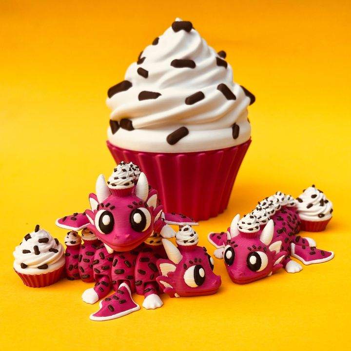 Flexi Cupcake Dragon And Egg Box, Articulated Winged Dragon
