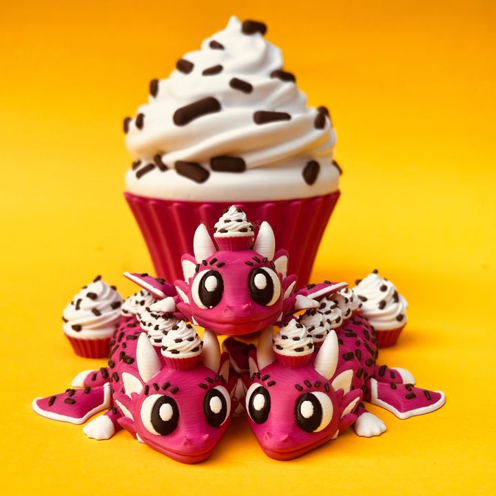Flexi Cupcake Dragon And Egg Box, Articulated Winged Dragon
