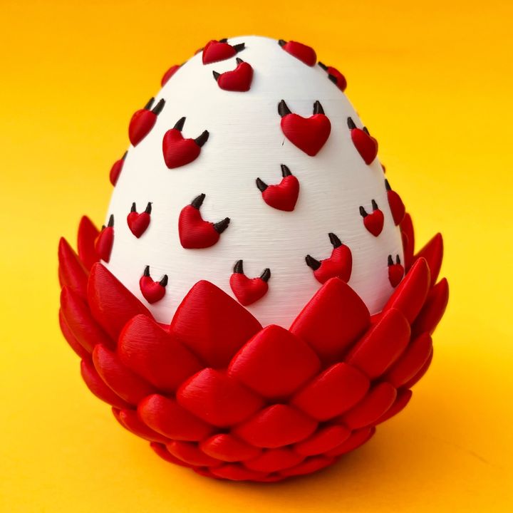 Flexi Devil Heart Valentine Dragon And Egg Box, Articulated Winged Dragon