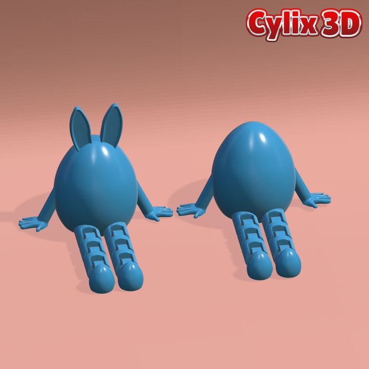 Flexi Easter Bunny And Egg STL 3D Print File
