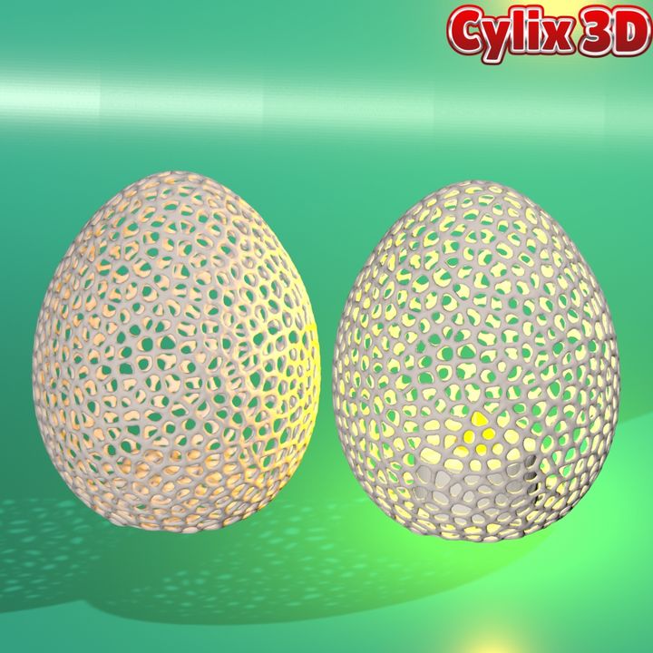 Easter Egg Voronoi, No Support 3D Print Tealight