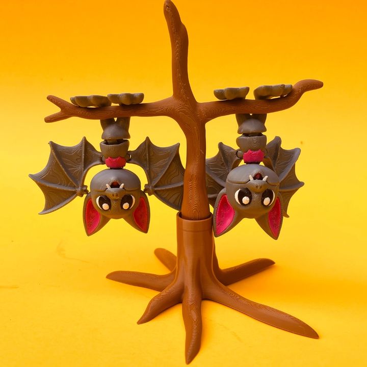 Articulated Bat, Flexi STL With Tree Branch Fidget Toy