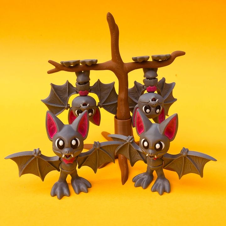 Articulated Bat, Flexi STL With Tree Branch Fidget Toy