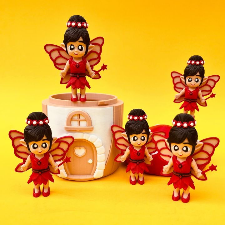 Flexi Fairy And Mushroom House Box, Articulated Fidget Toy