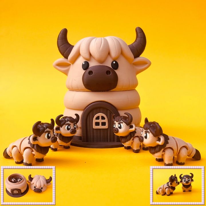 Articulated Highland Cow And House Storage Box