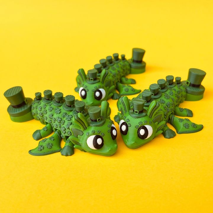 Flexi St Patricks Day Dragon And Egg Box, Articulated Winged Dragon