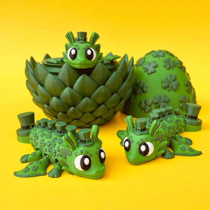 Flexi St Patricks Day Dragon And Egg Box, Articulated Winged Dragon