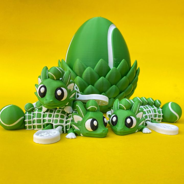 Flexi Tennis Dragon And Egg Box, Articulated Winged Dragon