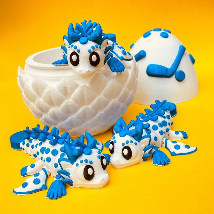 Articulated Ice Hockey Dragon And Egg Box