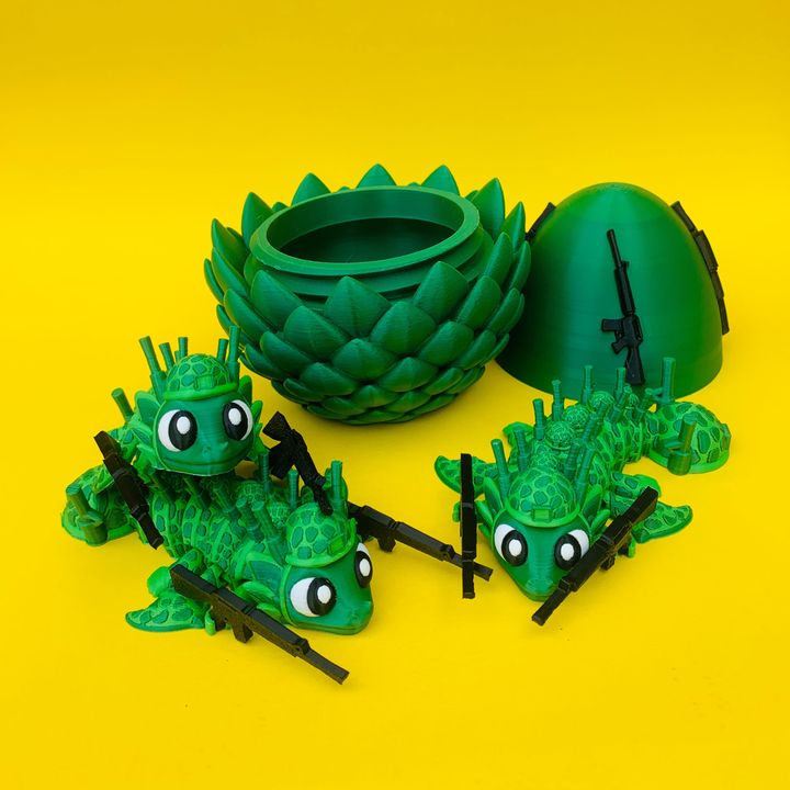 Flexi Soldier Dragon And Egg, Articulated Dragon