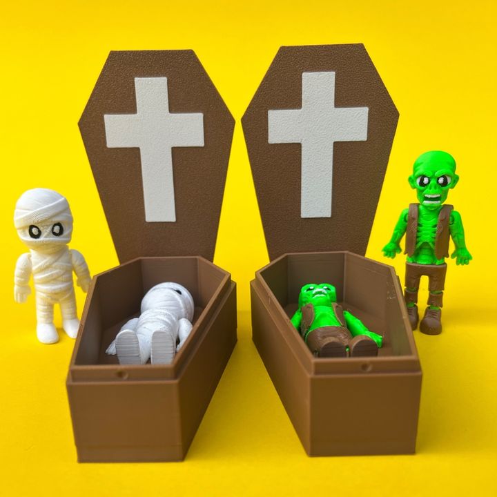 Flexi Zombie, Mummy And Coffin Box : Horror Fidget Toy