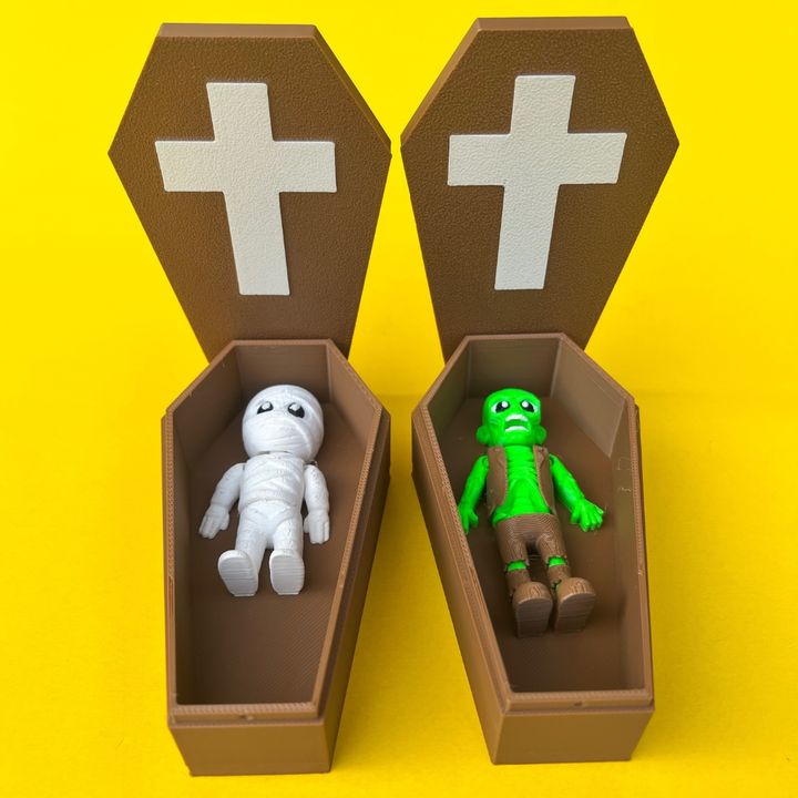Flexi Zombie, Mummy And Coffin Box : Horror Fidget Toy