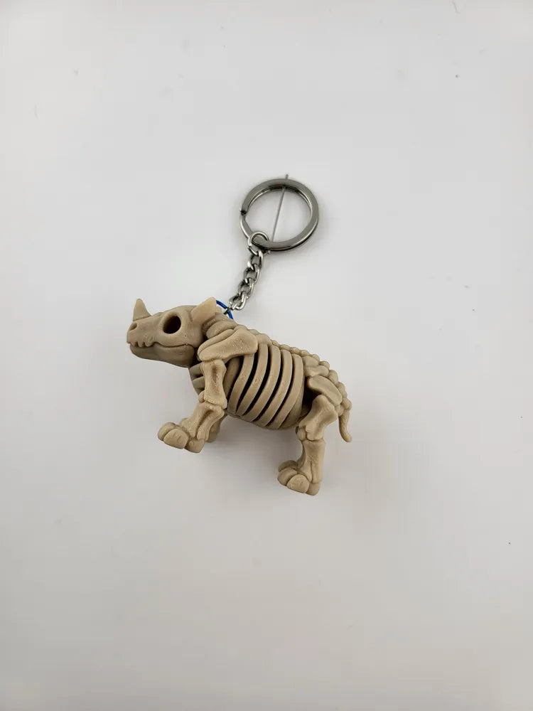 Skeleton Rhinoceros Keychain – Cute Stylized