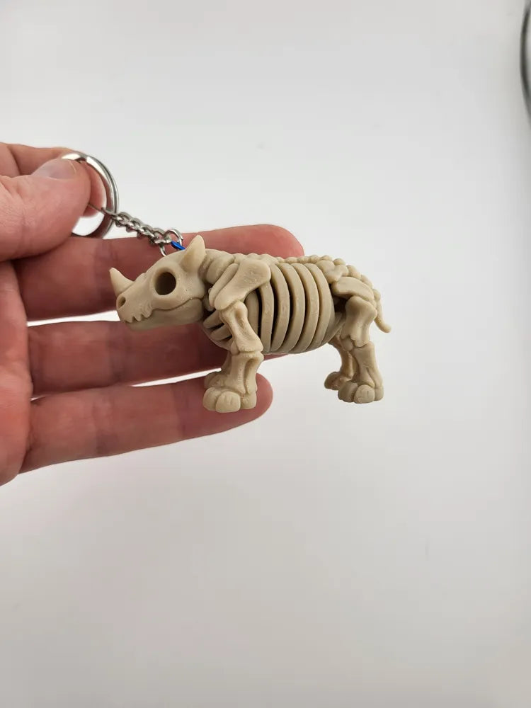 Skeleton Rhinoceros Keychain – Cute Stylized