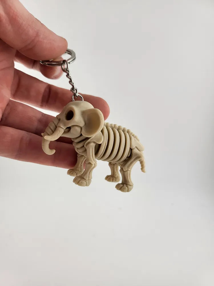 Skeleton Elephant Keychain Cute 3D Printed Animal