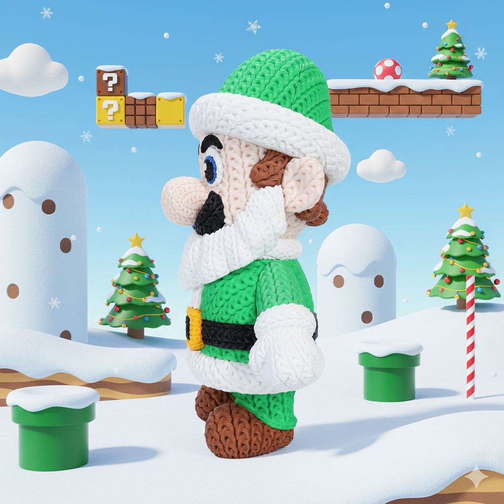Xmas Special Mario Santa Luigi Knitted - Crochet