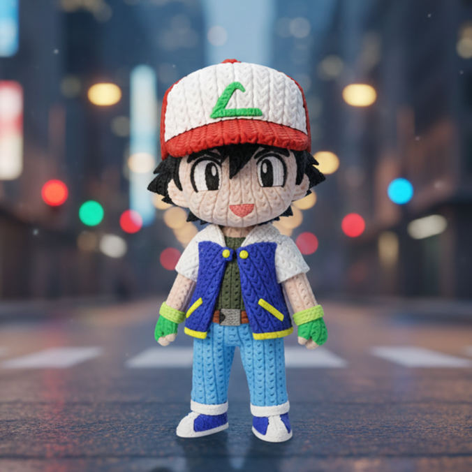 Pokemon Ash Ketchum (Satoshi) Knitted - Crochet