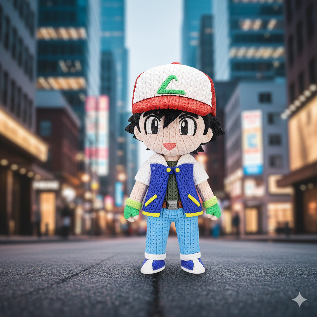 Pokemon Ash Ketchum (Satoshi) Knitted - Crochet