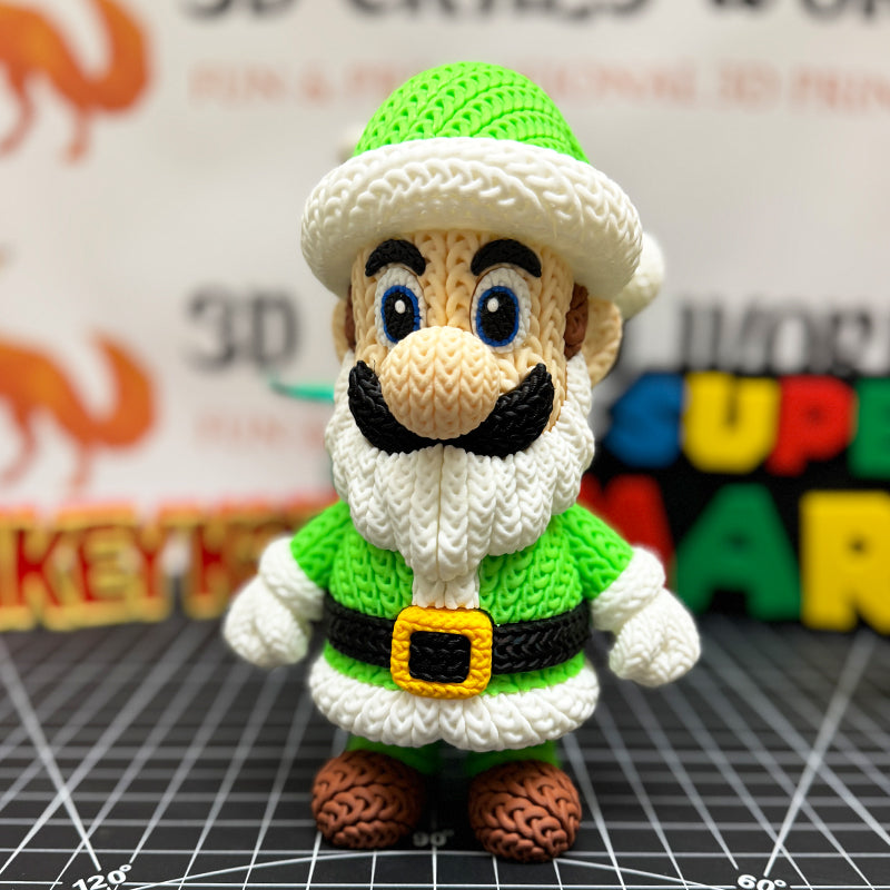 Super Mario X-Mas Special - 9" Luigi Santa Knitted - Crochet