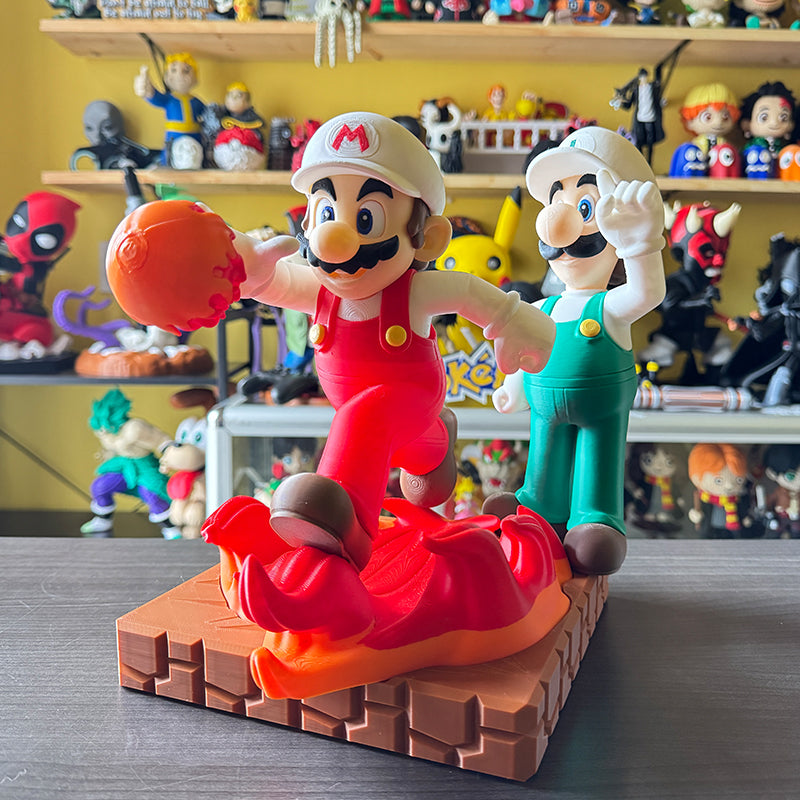 Super Maro Bros - Fire Suit 8" Mario Luigi 2-Set