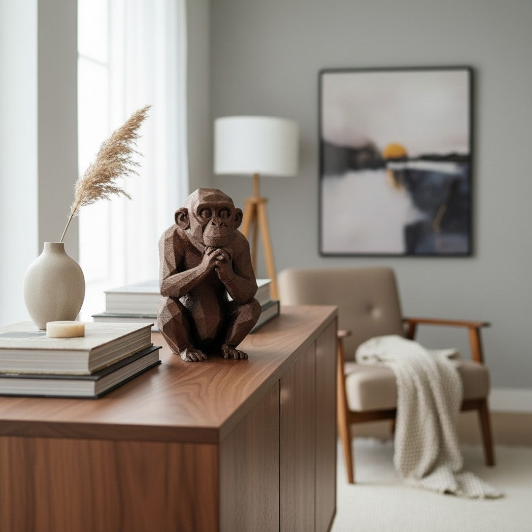 Thoughtful Low Poly Chimpanzee