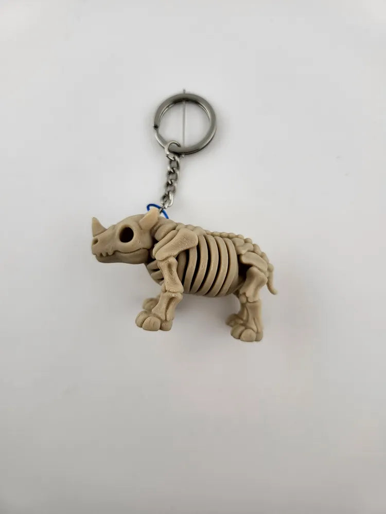Skeleton Rhinoceros Keychain – Cute Stylized