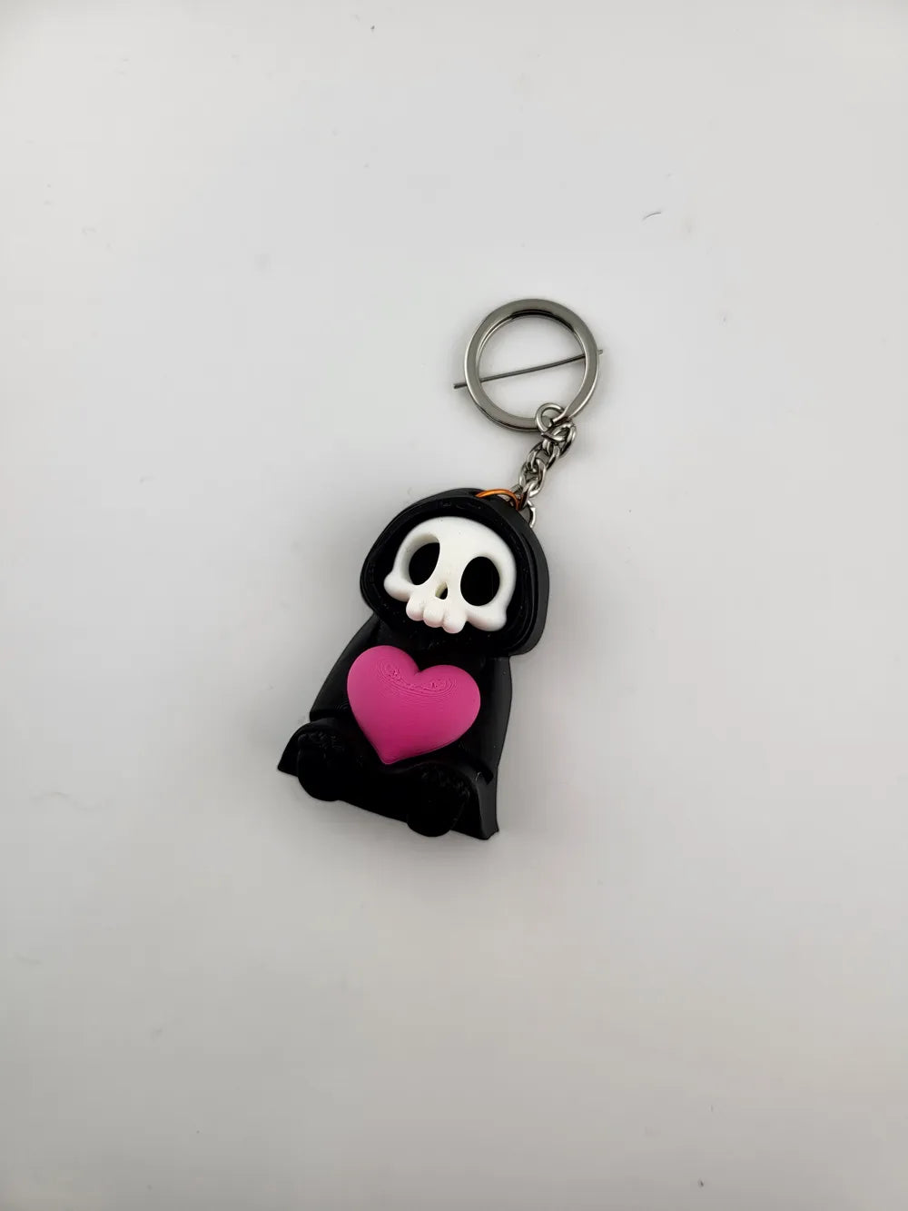 Grim Reaper Heart Keychain Kawaii Skeleton Keyring