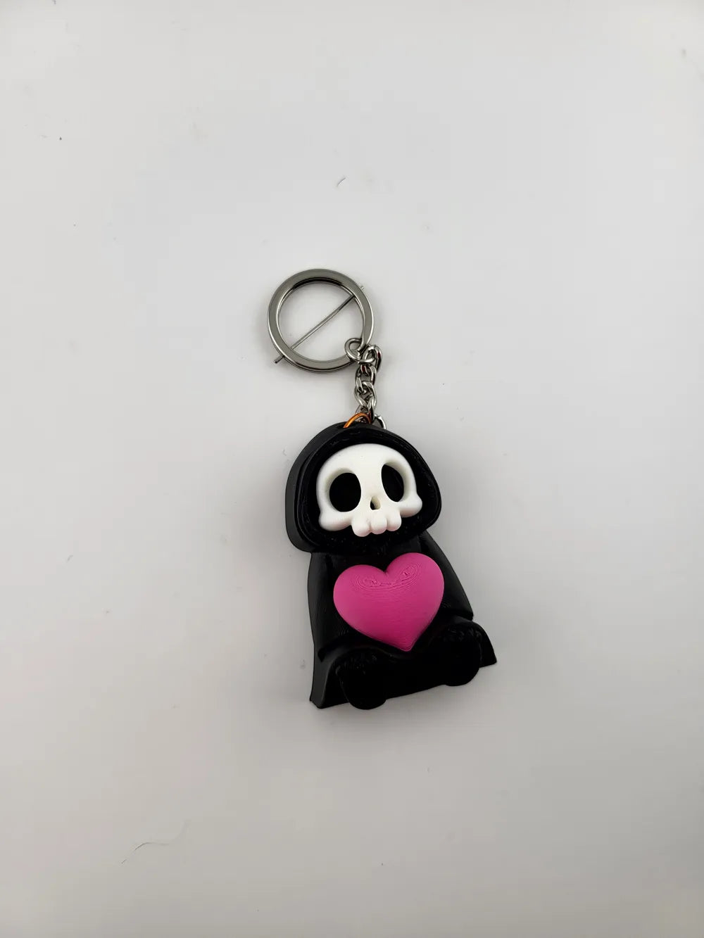 Grim Reaper Heart Keychain Kawaii Skeleton Keyring