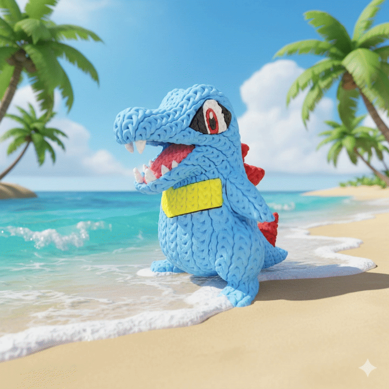 Pokemon Totodile Knitted - Crochet