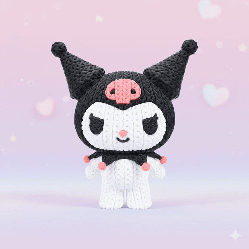 Hello Kitty Kuromi Knitted - Crochet