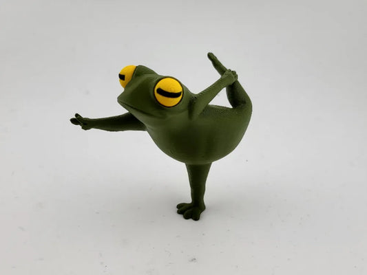 Zen Frog – Extended Warrior Pose Cute Desk Decor