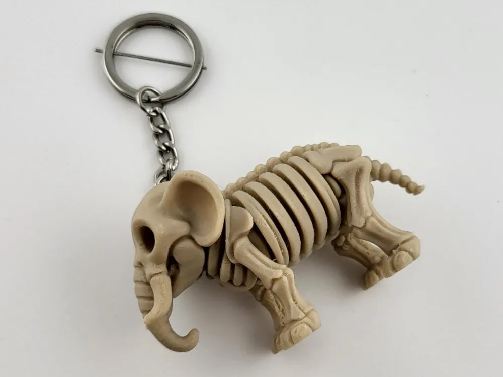Skeleton Elephant Keychain Cute 3D Printed Animal