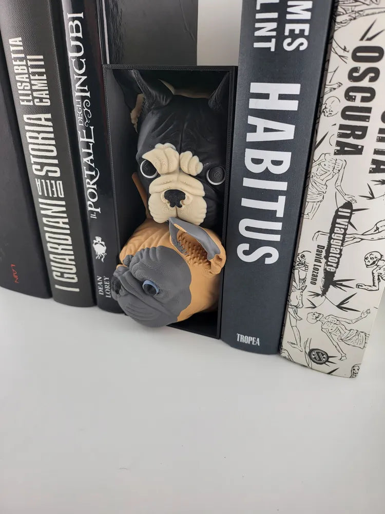 Book Nook bulldog Cozy Printed Bookshelf Decor