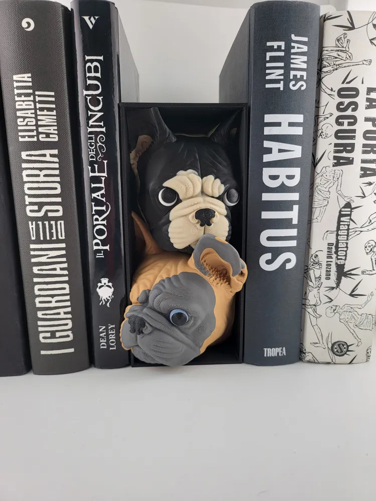 Book Nook bulldog Cozy Printed Bookshelf Decor