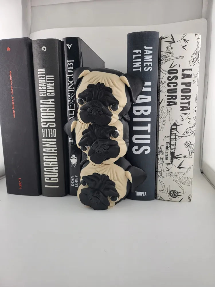 Three Pugs Book Nook Printed Bookend Insert