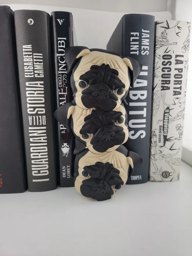Three Pugs Book Nook Printed Bookend Insert