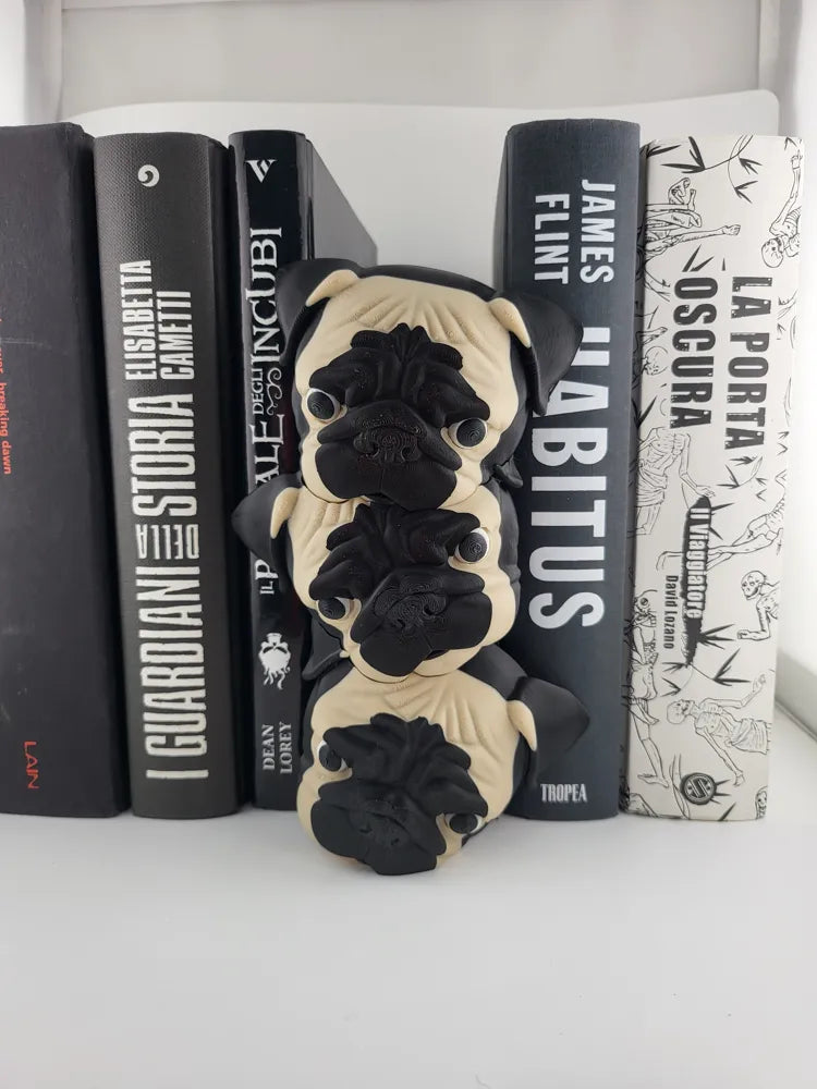 Three Pugs Book Nook Printed Bookend Insert