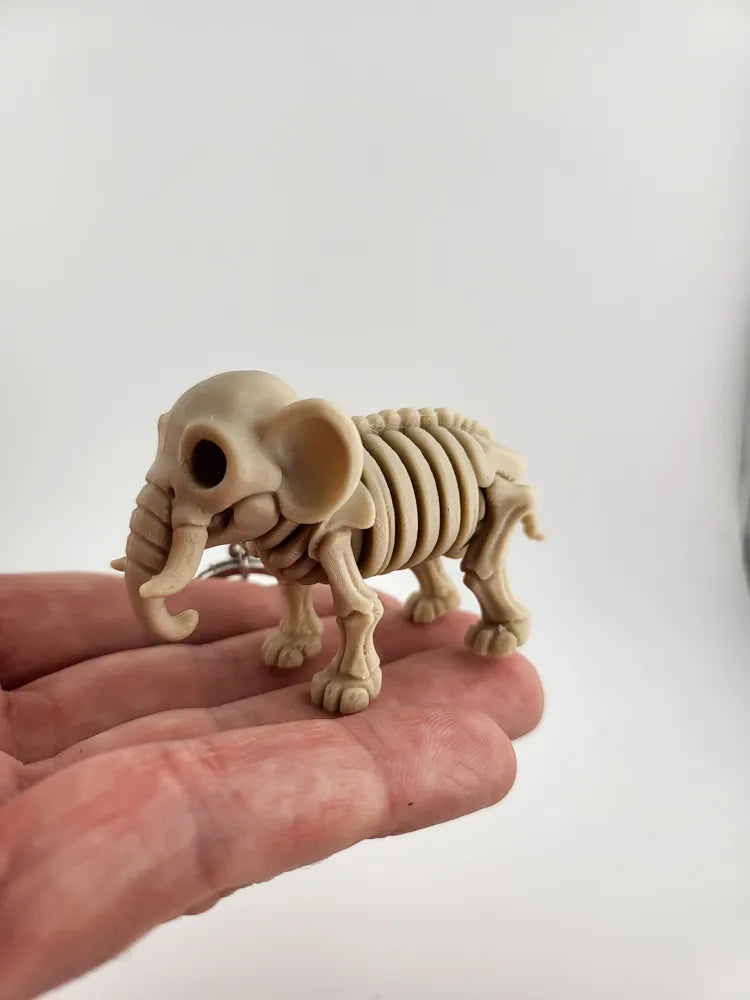 Skeleton Elephant Keychain Cute 3D Printed Animal